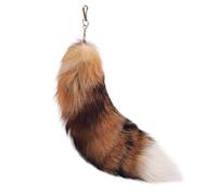 Therian Tail - Fox Tail Therian 40cm with Clasp | Fluffy & Fluffy Therian Tail | Keychain for Cosplay and Women Adult Handbag Backpack, Kid Toy & Cat, Red Fox, 1