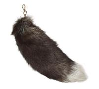 Therian Tail, Therian, Oversized Fox Tail with Gold Clasp Soft Fluffy Fox Tail Keychain Hanging Fox Tails for Handbag Backpack Tail (Black)