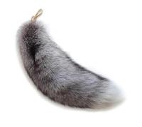 Therian Tail, Therian, Oversized Fox Tail with Gold Clasp Soft Fluffy Fox Tail Keychain Hanging Fox Tails for Handbag Backpack Tail (Silver)