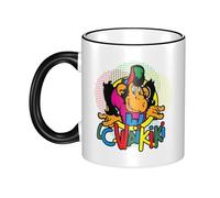 THERIGHTEN Women Men Waikiki-Ceramic Coffee Mug 2 LC Funny Adult Ceramic Coffee Cup Humor Black Handle Tea Cups Personalized Design for Coworker Mom Dad 11OZ Coffe Mug