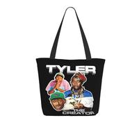 THERIGHTEN Women Tyler Rapper The Creator Singer Music Tote Bag lightweight Shoulder Bag Large Capacity Reusable Grocery with Inner Pockets Zipper for Sport Travel Beach shopping