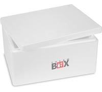 Therm box, polystyrene box with lid, thermal box for food and drinks, styrofoam cool box and hot box (40 x 30 x 21 cm - 12.24 litres volume).