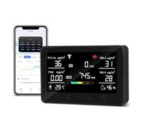 Therm La Mode CF-30 Air Quality Monitor with Smart App, Air Pollution Monitor Detect Pollen CO2, PM2.5, PM1.0, formaldehyde,Temperature, Humidity, Large LCD Display CO2 Monitor
