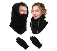 Therma Balaclava Face Windproof Ski Mask Hood Hat for Men & Women Black
