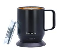 THERMACUP Premium Self Heating Coffee Mug, Temperature Controlled Heated Cup, Long Battery Life, Portable Electric Mug Warmer, Stainless Steel, Gift for Coffee Lovers, Home & Office (Black)