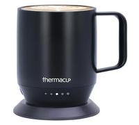 THERMACUP Self-Heating Coffee Mug with 5 Temperature Settings, Industry-Leading 8-Hour Battery, 12oz with Lid (14oz Capacity), Midnight Black