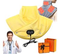 ThermaEase Pro, Portable USB Neck and Shoulder Heating Pad, Heated Neck Wrap with Auto-Off Timers, 3 Heat Levels Plus 3 Massage Modes, 60S Fast Heating (Yellow)