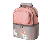 Thermal Baby Bottle Backpack Cute Alpaca Pattern Insulated Bag for Breast Milk and Picnic, Nylon Material Mommy Travel Backpack (11.8 X 9.4 X 6.7 inch) (Pink)