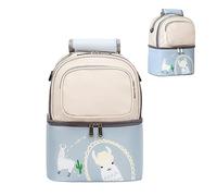 Thermal Baby Bottle Backpack Cute Alpaca Pattern Insulated Bag for Breast Milk and Picnic, Nylon Material Mommy Travel Backpack (11.8 X 9.4 X 6.7 inch) (Beige)