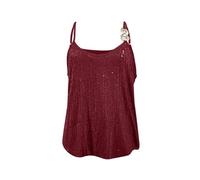 Thermal Base Layer Tops for Women Compression Blouse Women’s Sequin Fringe Tassel Trim Sexy Tank Tops Las Sequin Camisole for Home Daily Wear Xmas Gifts (Red, XXL)