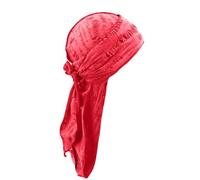 Thermal Beanie Hat Men Retro Pirate Bandana Hat Vintage Ragged Long Tail Durag Skull Cap Cotton Breathable Running Cycling Riding Hiphop Head Scarf Headwrap Red