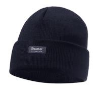 Thermal Beanie Hat Mens Womens Unisex Warm Knitted Fleece Insulated Wooly Cap (UK, Alpha, One Size, Black)