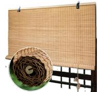 Thermal Blackout Bamboo Blinds,Retro Bamboo Roller Blind,Bamboo Curtains Roman Roller Shades Filter Light Windows Roll Up Blinds Indoor Outdoor Patio,Custom,Width x Height (110cm x 150cm,Carbonized)