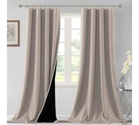 Thermal Blackout Curtains 2 Pack Insulating Light Blocker for Living Room 100% Blackout Drapes Energy Efficient Natural Color 52" W x 108" L