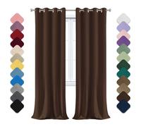 Thermal Blackout Curtains 200x200cm - Insulating Heat & Cold Modern Kitchen Décor Noise-Reducing Eyelet Design Dark Curry Color - 1 Piece (AlxAn)
