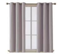 Thermal Blackout Curtains - Energy Efficient, Light Blocking, Insulated Window Drapes - (167cm x 160cm) - (LIGHT GREY, W 66" x L 63")