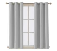 Thermal Blackout Curtains - Energy Efficient, Light Blocking, Insulated Window Drapes - (167cm x 160cm) - (WHITE, W 66" x L 63")