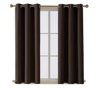 Thermal Blackout Curtains - Energy Efficient, Light Blocking, Insulated Window Drapes - (167cm x 213cm) - (BROWN, W 66" x L 84")