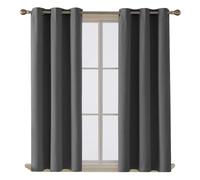 Thermal Blackout Curtains - Energy Efficient, Light Blocking, Insulated Window Drapes - (167cm x 241cm) - (GREY, W 66" x L 95")