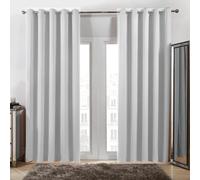 Thermal Blackout Curtains Eyelet 90 x 100 cm Thermal Insulated Energy Saving Super Soft Thermal Curtains for Bedroom Door Curtains with Eyelet for Bedroom, White