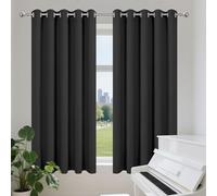 Thermal Blackout Curtains Eyelet Design for Kitchen Bedroom Living Room Energy Efficient Dark Green Drapes for Light Blocking & Insulation - 220x233 cm
