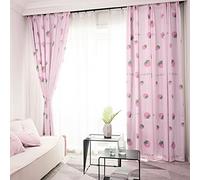 Thermal Blackout Curtains - Pink Strawberry Decor Window Treatment for Bedroom - Kawaii Room Decor, 39 x 98 Inch
