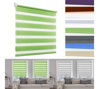Thermal Blackout Roller Blind 100 x 110 cm Plain Colored UV-Resistant Cordless Zebra Shades for Windows Easy to Use with Install Accessories for Bathroom, The Office, Green