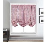 Thermal Blackout Tie-up Blind Metallic Sparkle Curtain Bling Panel (Pink, Width 55" x Drop 60")