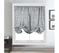 Thermal Blackout Tie-up Blind Metallic Sparkle Curtain Bling Panel (Silver, Width 55" x Drop 60")