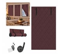 Thermal Blackout Window Cover, Insulated Quilted Curtain for Cold Weather, Hook and Loop Removable Draught Blocker, Roll Up Panel for Bedroom Motorhome Home(Brown,140x260cm)