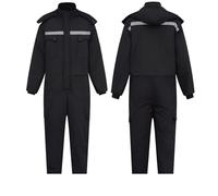 Thermal Boilersuit Cold storage Fishing Mens Winter cotton Jumpsuit waterproof Coverall Warm Pockets Winter Thick Overall for -25 Degrees Warehouse Outdoor Gas Station (Black, 5XL)