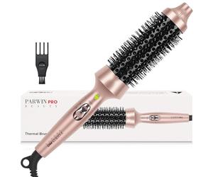 Thermal Brush, 1.3"/35mm Heated Round Brush, Ionic Hot Brush Create Shinier & Smoother Curls, Not for Blow Drying, Fast Heating, Dual Voltage, 60Mins Auto Shut Down, Gold