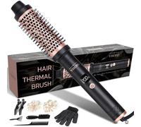 Thermal Brush 1.5 inch Heated Round Curling Iron 1 1/2 inch Barrel Ceramic Hot Wand Blowout Look Natural Hair Styler Tool Blow Out Curls 25s Fast Heating by VISOFO (Rose-Gold)