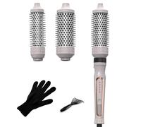 Thermal Brush 3 in 1 Set Ionic Heated Round Curling Create Volume & Smoother Hair Style for Fully Dried Hair Ceramic Fast Heating Curling Iron Brush with Temperature Lock & Auto-Power Off (Silver)