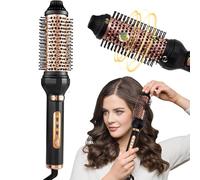 Thermal Brush, Auto Ionic Volumizing Curling Iron, 360° Rotating Hair Styler, 40mm Smooth Shine Round Heated Hot Brush to Make Root Volume & Loose Curls, 3 Temperature Settings, Dual Voltage