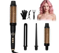Thermal Brush, Curling Wand Set, 6 in 1 Curling Tongs with [Storage Box], LCD Display, 3 Barrel Hair Waver, Curling Iron 9mm-32mm, Thermal Brush & Curling Brush, Hair Curler for All Hair Styling