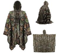 Thermal Camouflage Cloak, Infrared Blocking Ghillie Poncho, 3D Leafy Camouflage Net for Hunting Stealth, Thermal Signature Reduction Blanket for Hide Camouflages (Army Green)