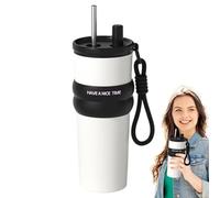 Thermal Coffee Tumbler - 710ml Thermal Mug Tumbler with Straw - Hot and Cold Mug Large Capacity Drink Bottle for Camping Sports Picnic Fishing Commute Travel