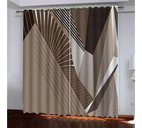 Thermal Curtains Eyelet 3D Print Pattern Brown Geometric Print Thermal Insulated Blackout Curtain For Windows 78x78 Inch 2 Panels Set For Living Room Boy Girl, Kids Bedroom