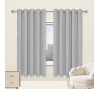 Thermal Curtains for Living Room 160x155 cm Thick Cold Protection Washable Eyelet Drapes Light Grey EnergySaving Window Treatment Insulated Room Darkening