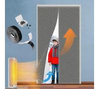 Thermal Curtains Magnetic Insulated Door Curtain for Wintern, Doorway Curtain Upgraded Oxford Filled with Thicken Cotton, Sliding Glass Patio Self-Closing Screen Insulation Cover(Gray,190x210cm)