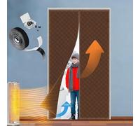 Thermal Curtains Magnetic Insulated Door Curtain for Wintern, Doorway Curtain Upgraded Oxford Filled with Thicken Cotton, Sliding Glass Patio Self-Closing Screen Insulation Cover(Coffee,130x215cm)