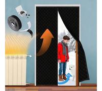 Thermal Curtains Magnetic Insulated Door Curtain for Wintern, Doorway Curtain Upgraded Oxford Filled with Thicken Cotton, Sliding Glass Patio Self-Closing Screen Insulation Cover(Black,140x240cm)