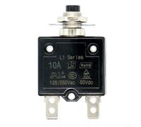 Thermal Cutout Push Button Circuit Breaker 20A 50V DC 250V AC with Delay Trip for Overload Protection in Welding, Coffee Machines, Vending Machines, and Security Systems (10A)