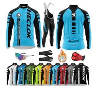 Thermal Cycling Suit for Men - Winter Windproof 2-in-1 Set with Fleece Jersey & 9D Padded Bib Tights, Cold Weather Bicycle Clothing (TYP-4,L)
