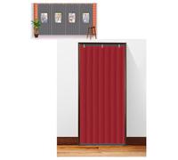Thermal Door Curtain - Heavy Duty Draft Excluder for Commercial Shop & Home Use - Insulated Sound Reducing Strip Curtain Winter for Doorway(Red,100cmx240cm)