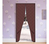 Thermal Door Curtain Magnetic 112 x 277 cm Windproof Insulation with Strong Magnets Winter Windproof Insulated Door Curtain Customized for Home, Office and Store, Brown