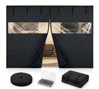 Thermal Door Curtain Magnetic Insulated Garage Door Cover Heavy Duty Screen | Garage Door Insulation Kit Windproof Soundproof Winter Blankets for Cold(Blacks,244x214cm)
