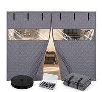 Thermal Door Curtain Magnetic Insulated Garage Door Cover Heavy Duty Screen | Garage Door Insulation Kit Windproof Soundproof Winter Blankets for Cold(Grays,488x305cm)