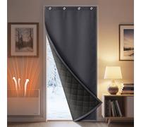 Thermal Door Curtain, Waterproof Shade Insulation Drape with Velcro & Hooks | 3-Layer Quilted Windproof Insulation, Winter Draughts Drape for Doorways Insulation for Front House Door, W40''xL83'', Gray